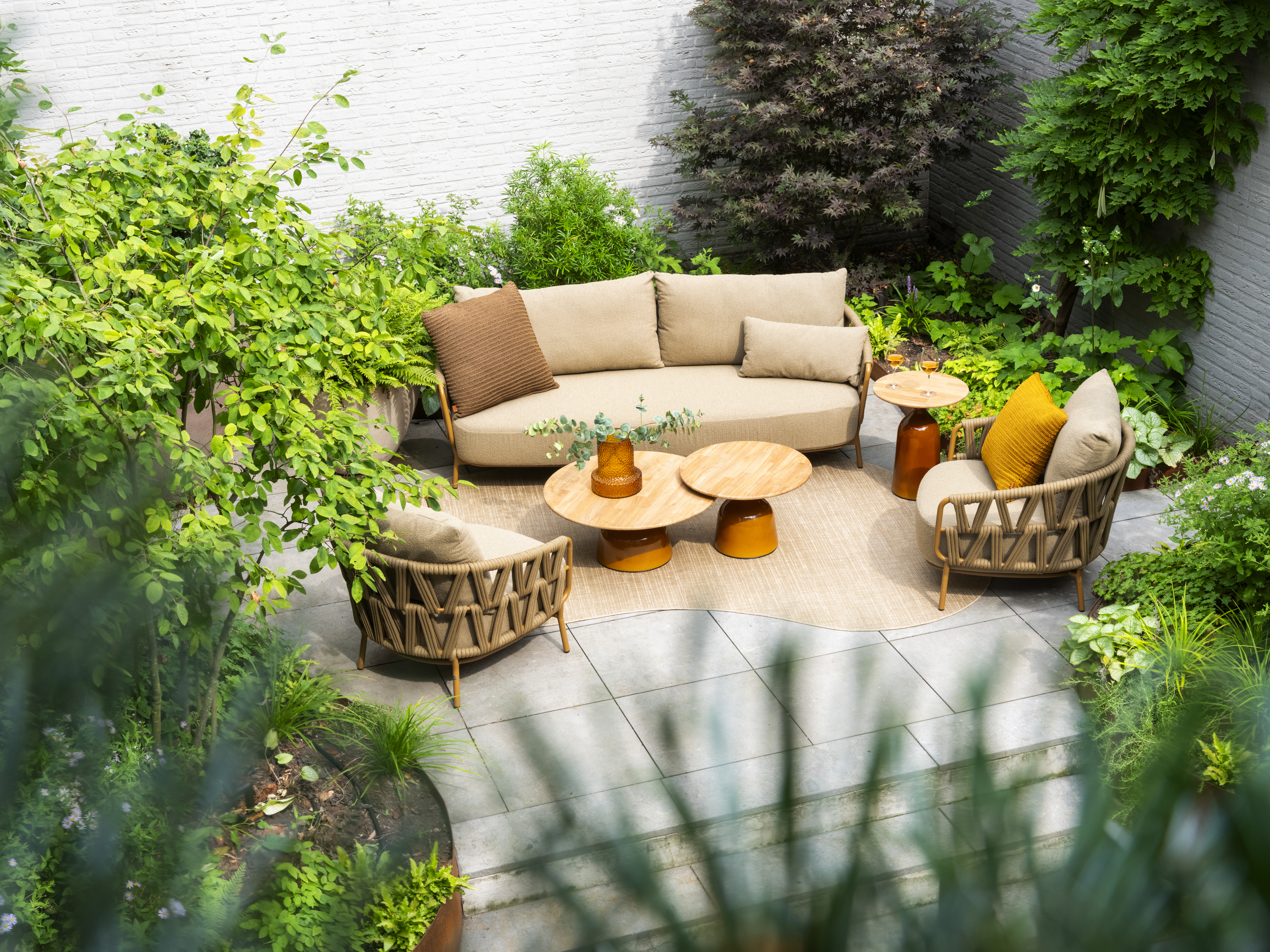  4 Seasons Biarritz Sofa Set W/cushions - Amber